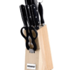 Bergner Shark Stainless Steel 8 Pcs Knife Set - Chef Knife, Bread Knife, Boning Knife, Utility Knife, Paring Knife, Sharpener, Scissor and Wooden Block, Durable and Sharp Blade, Soft Touch Handle